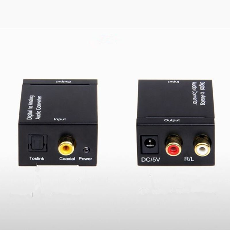 Digital Adaptador Optical Coaxial RCA Toslink señal a analógico convertidor de audio convertidor con cable de fibra óptica Adaptador de corriente