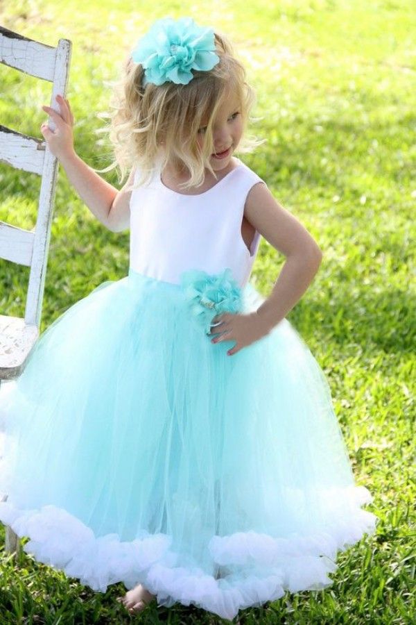 aqua blue flower girl dresses