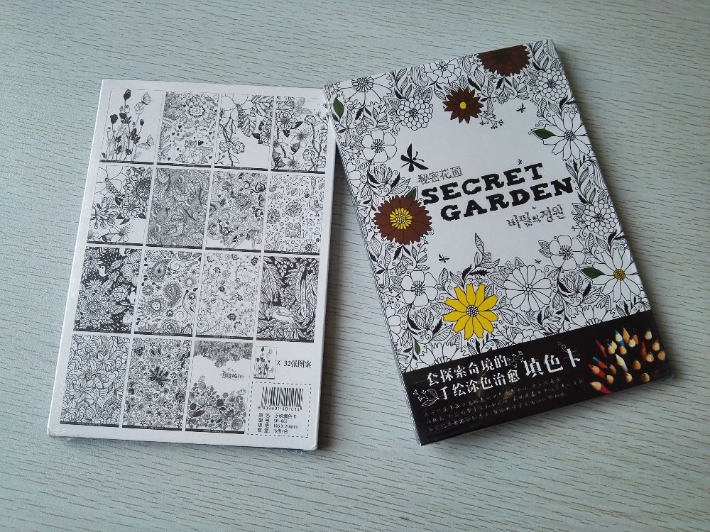 Big Size Secret Garden 16 Sheets32 Pictures Coloring Card Tintage Cards Diy Painting Drawing Book Colouring Books For Toddlers
