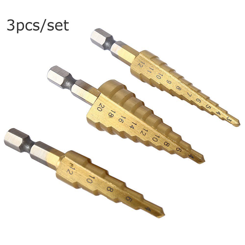 hex titanium step cone drill bit set hole hss 4241 sheet metal wood sheet metal drill bit