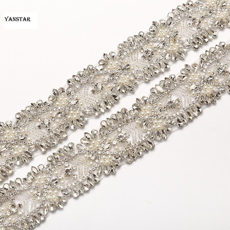 1 Yards Wedding Belt Rhinestones Appliques Rose Gold Sliver Sewing