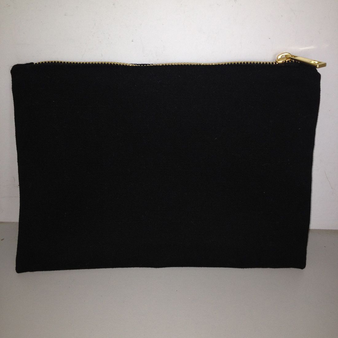 Black Cotton Canvas Makeup Bag with Matching Color Lining 7x10in Gold ...