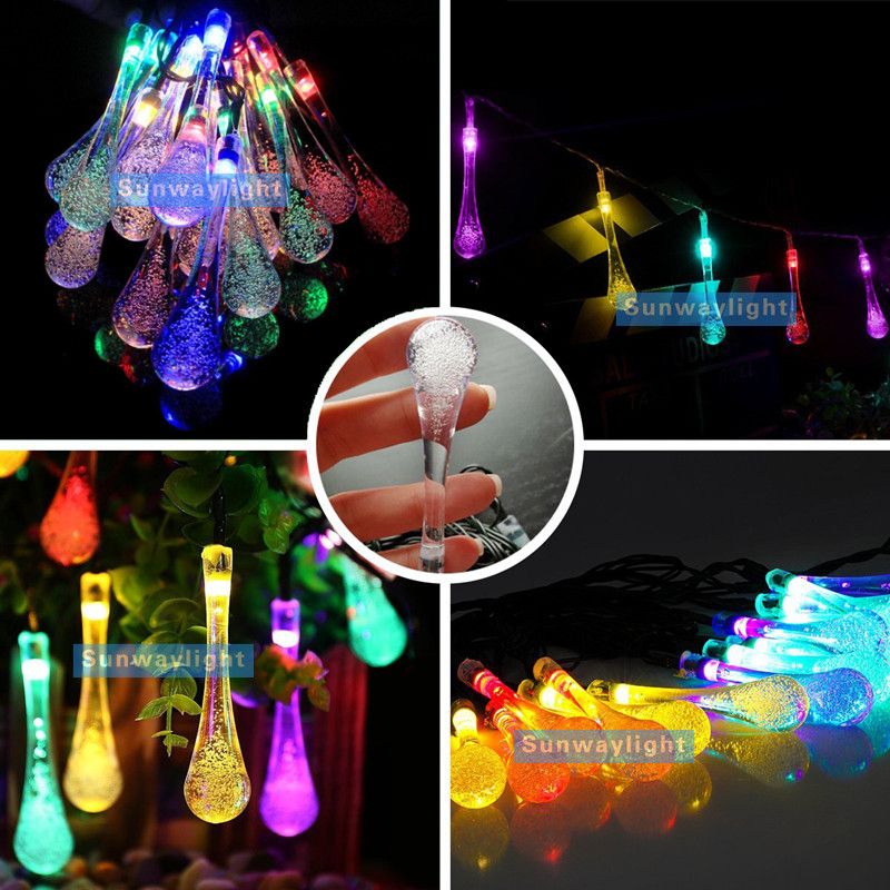 Solar Water Drop LED String 20 LEDS 4.8 Metre Garden Christmas Lights String Outdoor Christmas