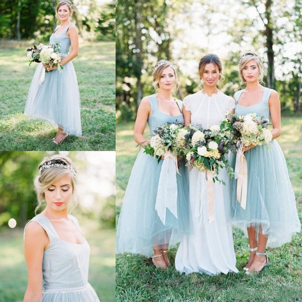  Ice  Blue  Country Bridesmaid  Dresses  2019 New Arrival 