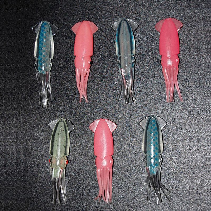 2021 8cm Soft Plastic Squid Fishing Lures For Jigs Mixed Color Big Game