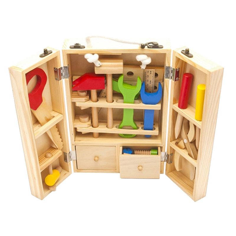 Whole Baby Toys Kids Wooden Multifunctional Tool Set Whole Baby Toys Kids Wooden Multifunctional Tool Set Maintenance Box Toy Nut Combination Chirstmas Birthday Gift For Black Children