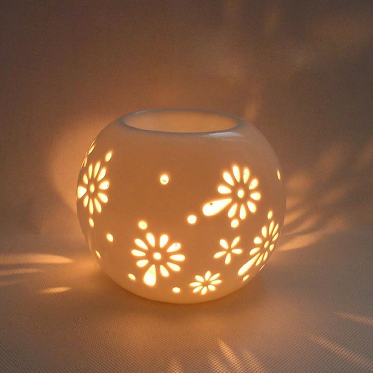Handmade Ceramic Essential Oil Burner Porcelain Tealight Candle Handmade Ceramic Essential Oil Burner Porcelain Tealight Candle Holder With Hollow Out Flower Wedding Gifts Home Bar Decoration Alexandria Lamps Aroma
