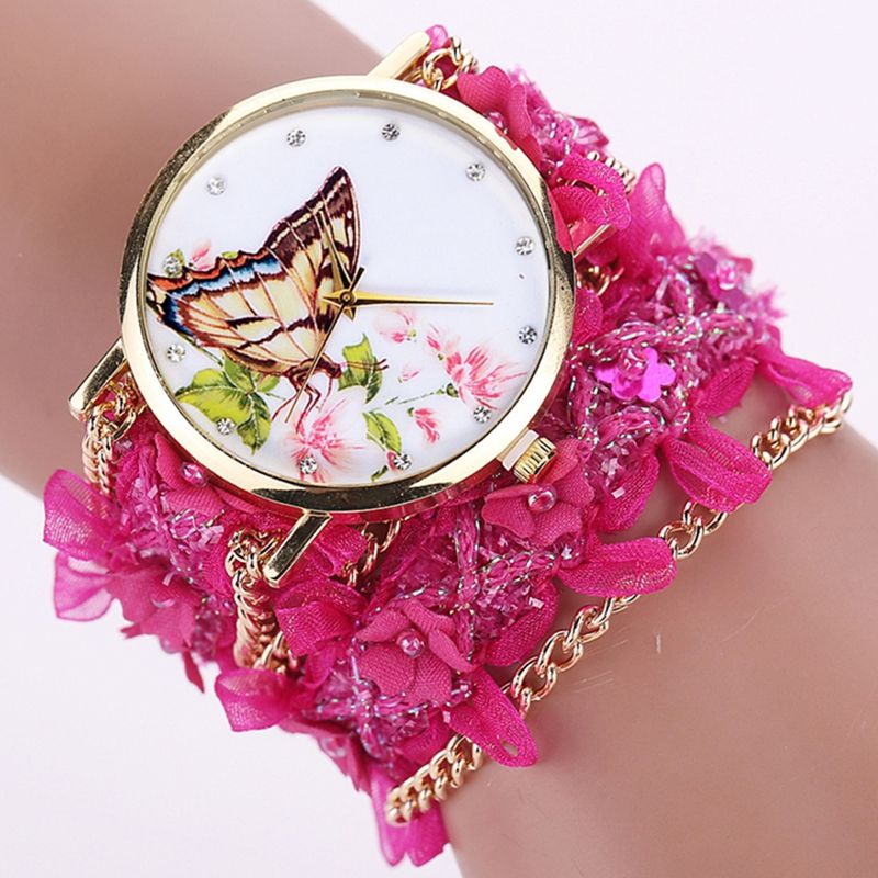 Beautiful Butterfly Women Bracelet Watch Fashion Ladies Casual Lace Rope Girls Diamaond Flower Round Dial Dress Quartz Wrist Watch Watches Online Skeleton Watch From Youmyelectec1688 2 81 Dhgate Com