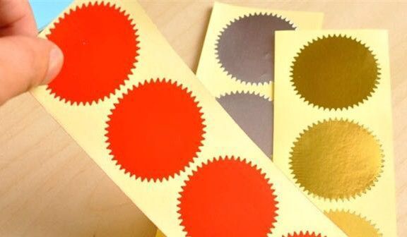 2019 45mm 50mm Embosser Foil Seals Gold Foil Seal Sticker With Self 