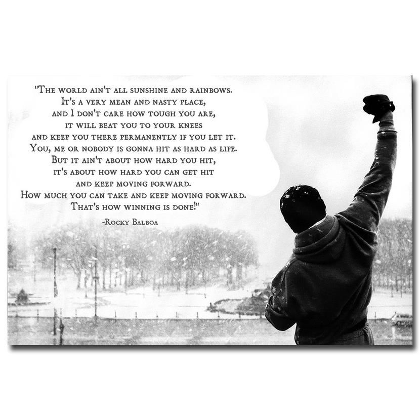 2016 ROCKY BALBOA - Motivational Quotes Art Silk Fabric Poster Canvas Print 24x36 Inches Movie