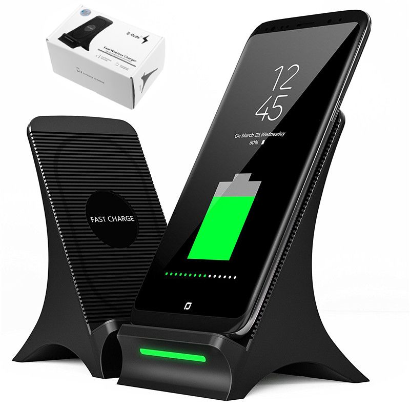 Wireless Charger Fast Charging Dual Coil Cooling Fan Qi Standard Wireless Charger Fast Charging Dual Coil Cooling Fan Qi Standard Stand Holder Desktop For Iphone X 8 10 Samsung Galaxy Note S8 Station