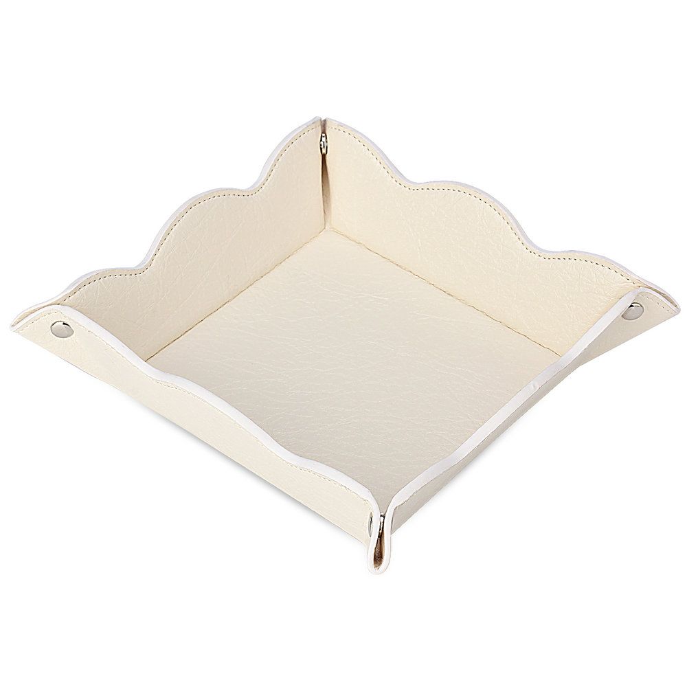Lisrsc Multifunctional Leather Storage Tray For Men Women Jewelry Watch Phone Pen Coin Key Box Trays White Ck001