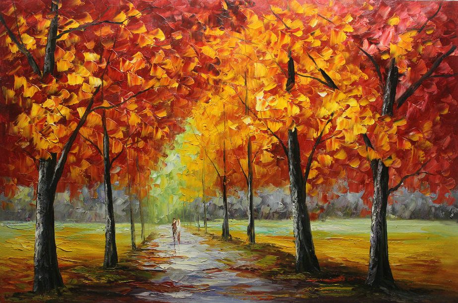 2019 Framed 100 Hand Painted High Quality Thick Oil Color Knife 2019 Framed 100 Hand Painted High Quality Thick Oil Color Knife Landscape Painting Modern Living Room Home Decoration Fall Style Canvas Dh30 From