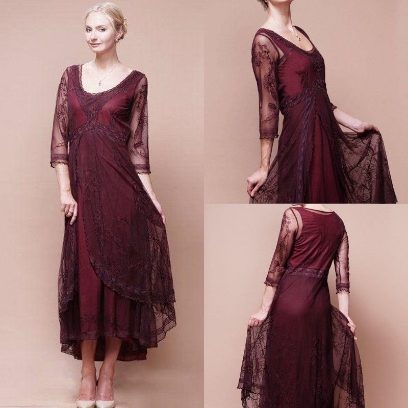 burgundy lace mother of the bride dress