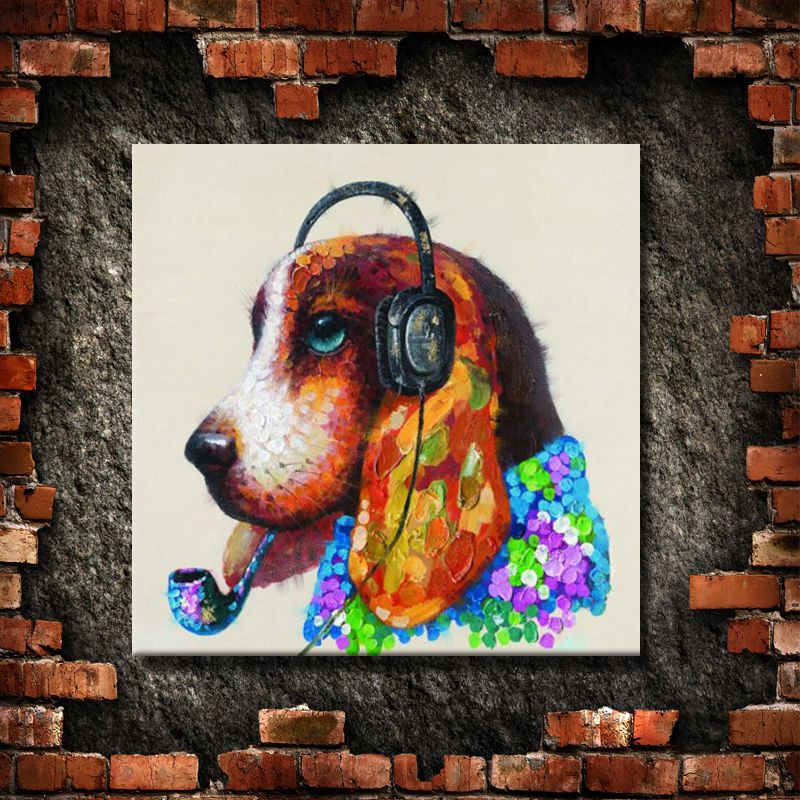 2020 Wall Design Dog Head Oil Painting Canvas Art Pictures For Bedroom
