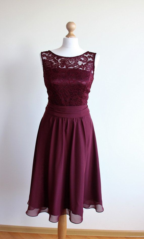 burgundy bridesmaid dresses knee length