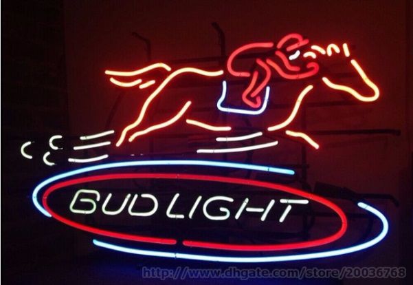 Bud Light Horse Racing Neon Sign Handcrafted Real Glass Tube Neon Sign ...