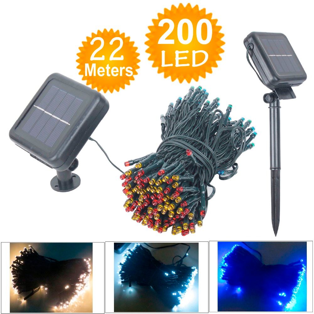 2019 Wholesale 22M 200 LED Solar Lamps LED String Fairy Lights Garland Christmas Solar Lights 2019 Wholesale 22M 200 LED Solar Lamps LED String Fairy Lights Garland Christmas Solar Lights