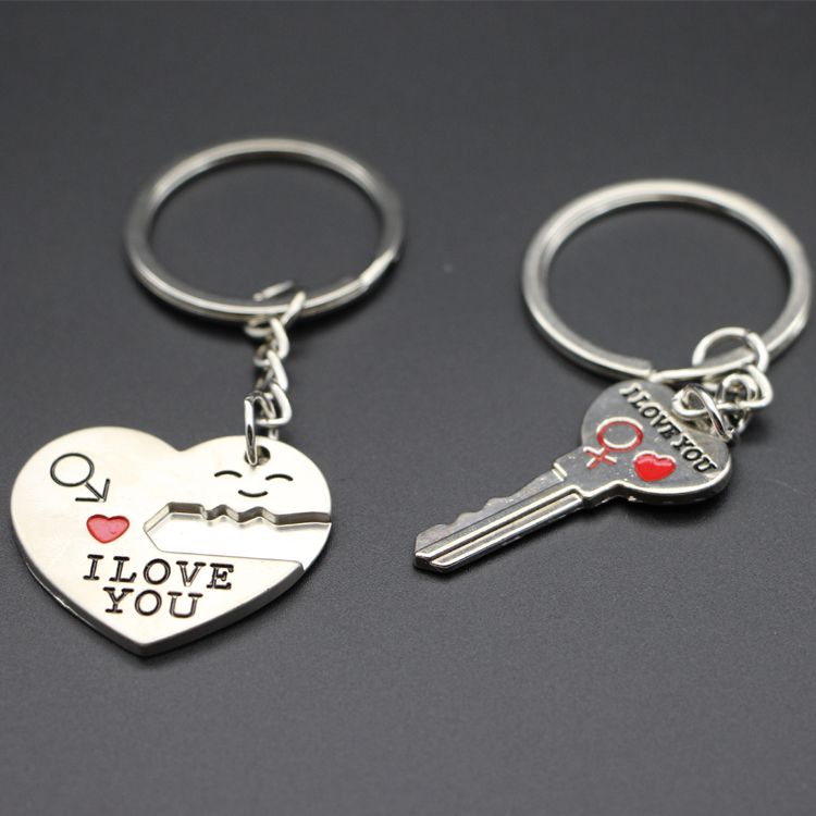 Sweet Honey Day Gift Heart Shape Keychain + Key Shape Keychain Lover