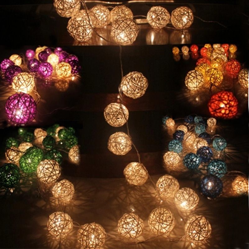 2m 20 Rattan Ball Led String Light 220v 110v Garden 2m 20 Rattan Ball Led String Light 220v 110v Garden Holiday Pendant Garland Wedding Decoration Fairy Lights Party Clear Globe