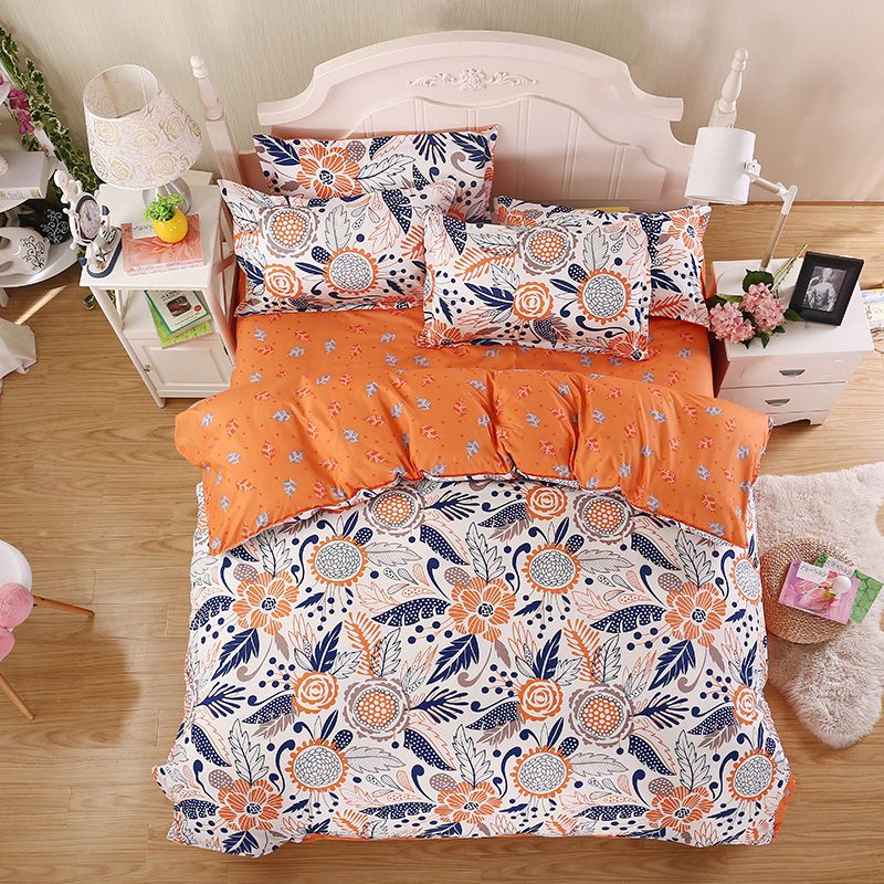 Whole Summer New Bedding Sets Minimalist Style Orange Sunflower Whole Summer New Bedding Sets Minimalist Style Orange Sunflower Reactive Printing Bed Sheets Quilt Cover Pillow King Queen Full Twin Sheet Metal