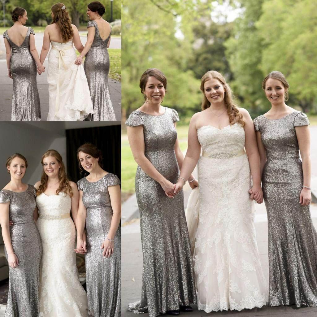 silver bridesmaid gown