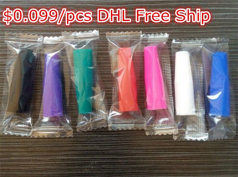 $0.099 Disposable drip tips Individually Wrapped Silicone Rubber Test Tester Drip Tips Colors DHL Free Ship
