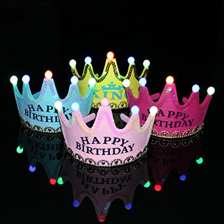 King'S Crown LED Flashing Happy Birthday Light Up Crowns Tiaras ...