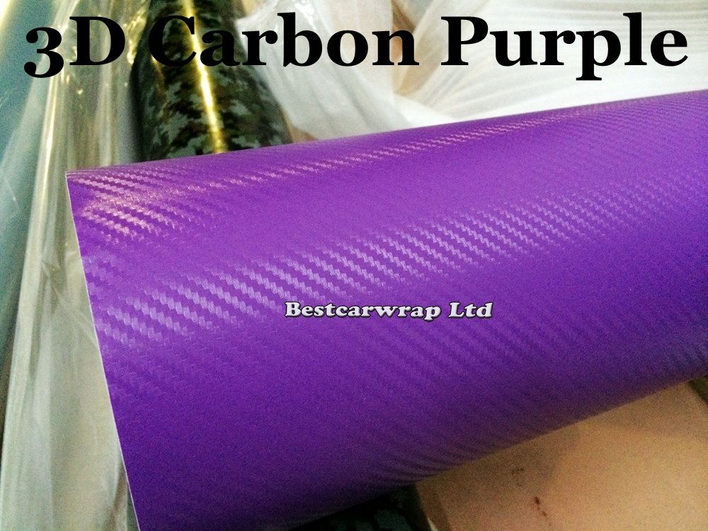 2020 Purple 3D Carbon Fiber Vinyl Car Wrap Film Air Bubble Free Car