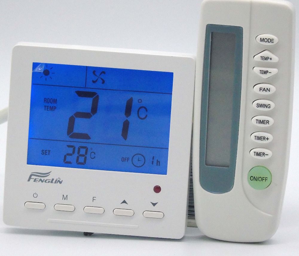 Freeshipping Fan Coil Cooling Heating Thermostat Controller With Ir Remote Control