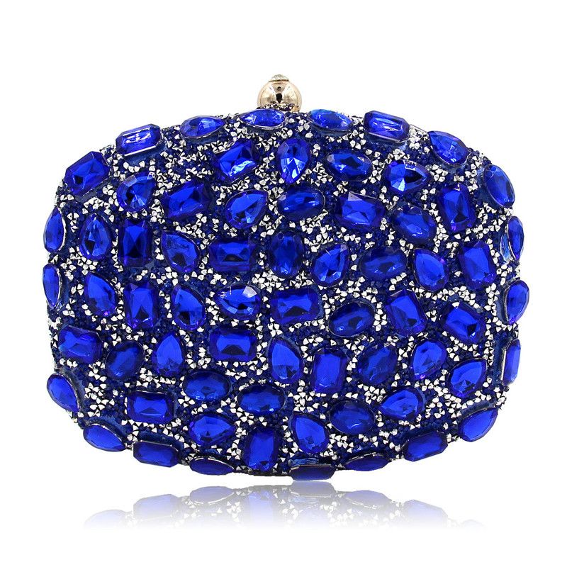 Royal Blue Crystal Clutch Bag Luxury Diamond Clutch Turquoise Evening ...