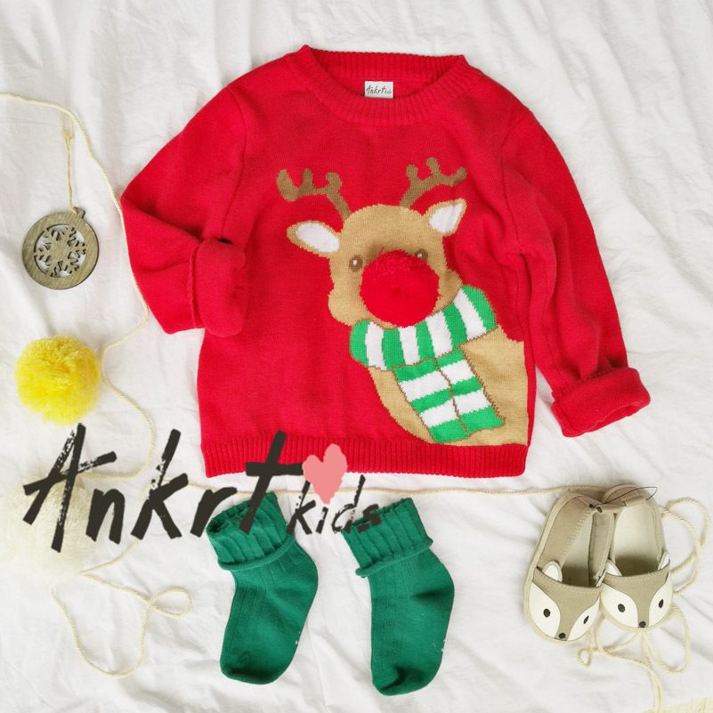 boys christmas sweater deer red girl baby kids cartoon 2017 spring boys christmas sweaters