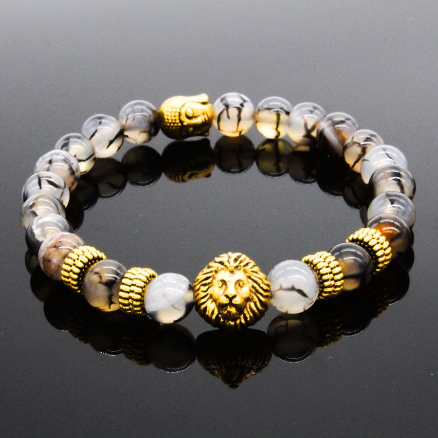 2018 Style Of Lions Natural Gold And Silver Plated Lion Head Bracelet ...