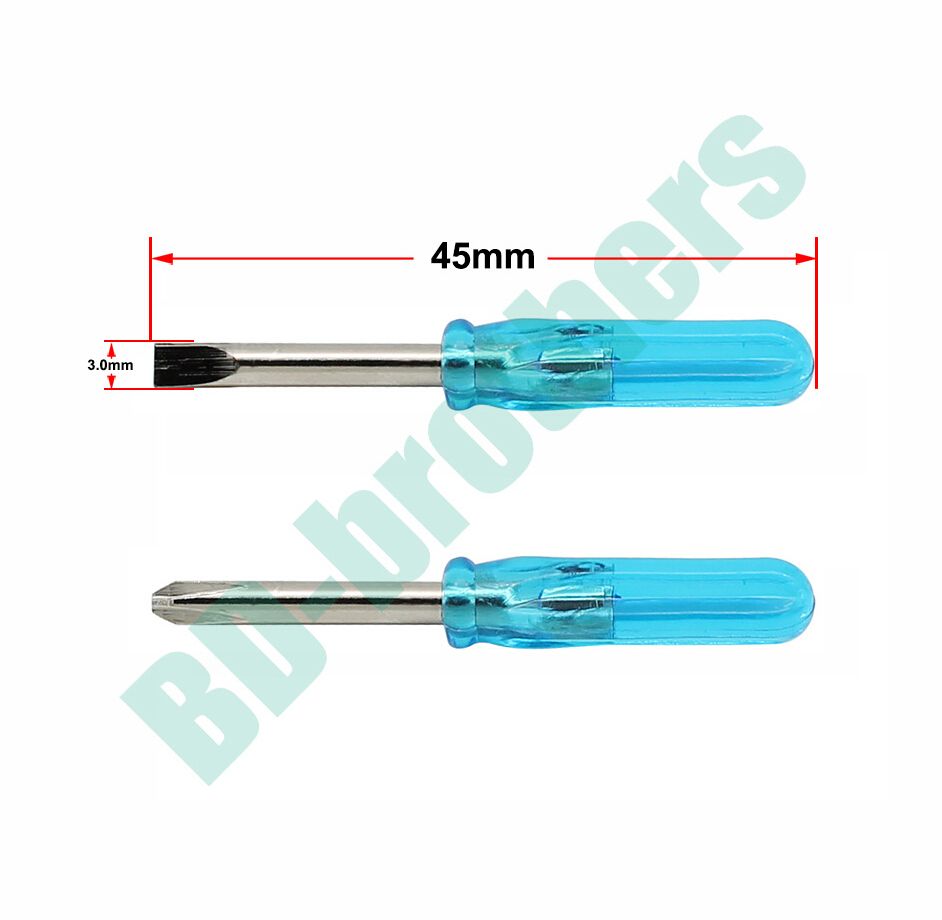 Good Quality Blue 45mm Mini Screwdriver 3.0 Mm Phillips / 3.0 Slotted