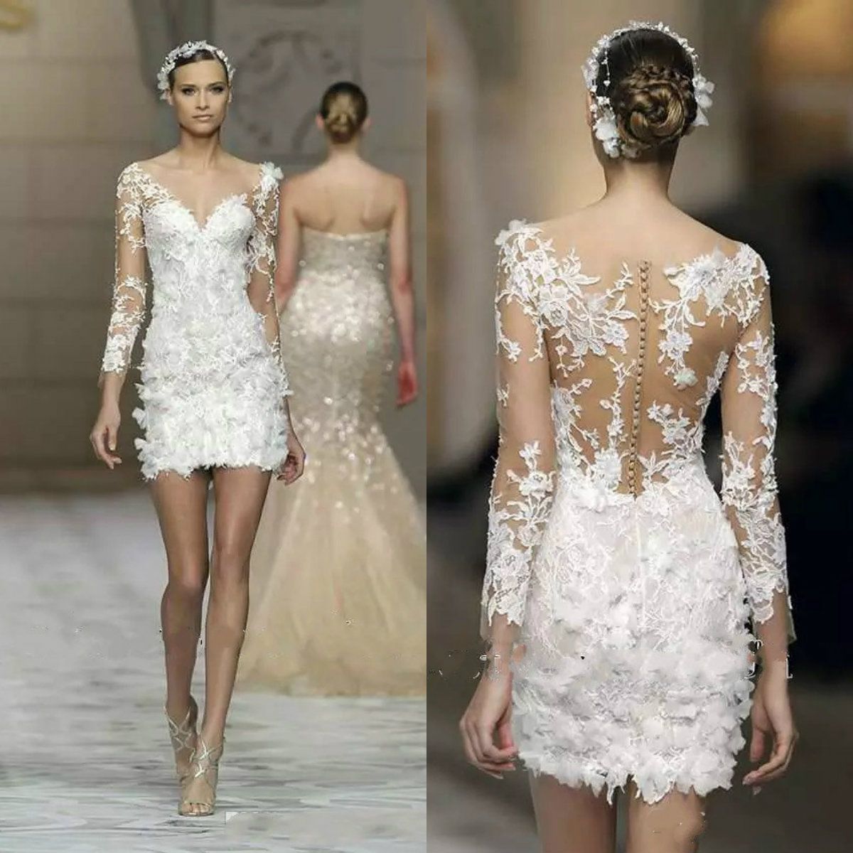 Short Wedding Dresses with Long Sleeves