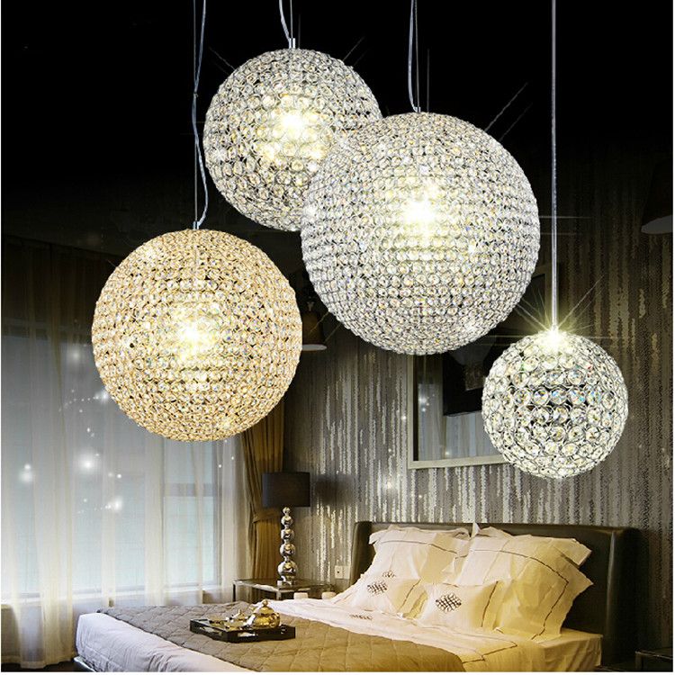 Modern K9 Crystal Ball Pendant Lamp Light 15cm 20cm Modern K9 Crystal Ball Pendant Lamp Light 15cm 20cm 25cm 30cm Round Chandeliers Living Room Bedroom Ceiling Lighting Canada 2019 From