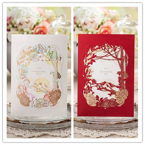 rustic wedding invitation card laser cut