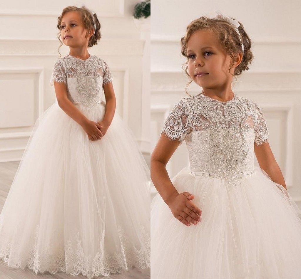 2016 New Hot Flower Girls Dresses For Wedding Lace Applique Beaded ...