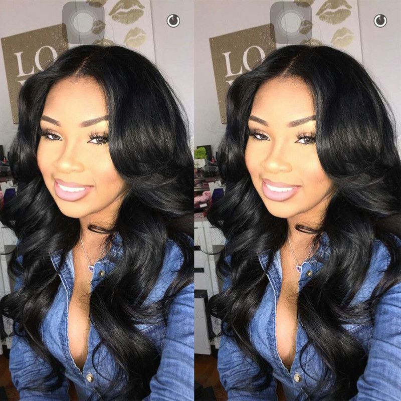 1 Jet Black Middle Part Full Lace Human Hair Wigs For Black Women