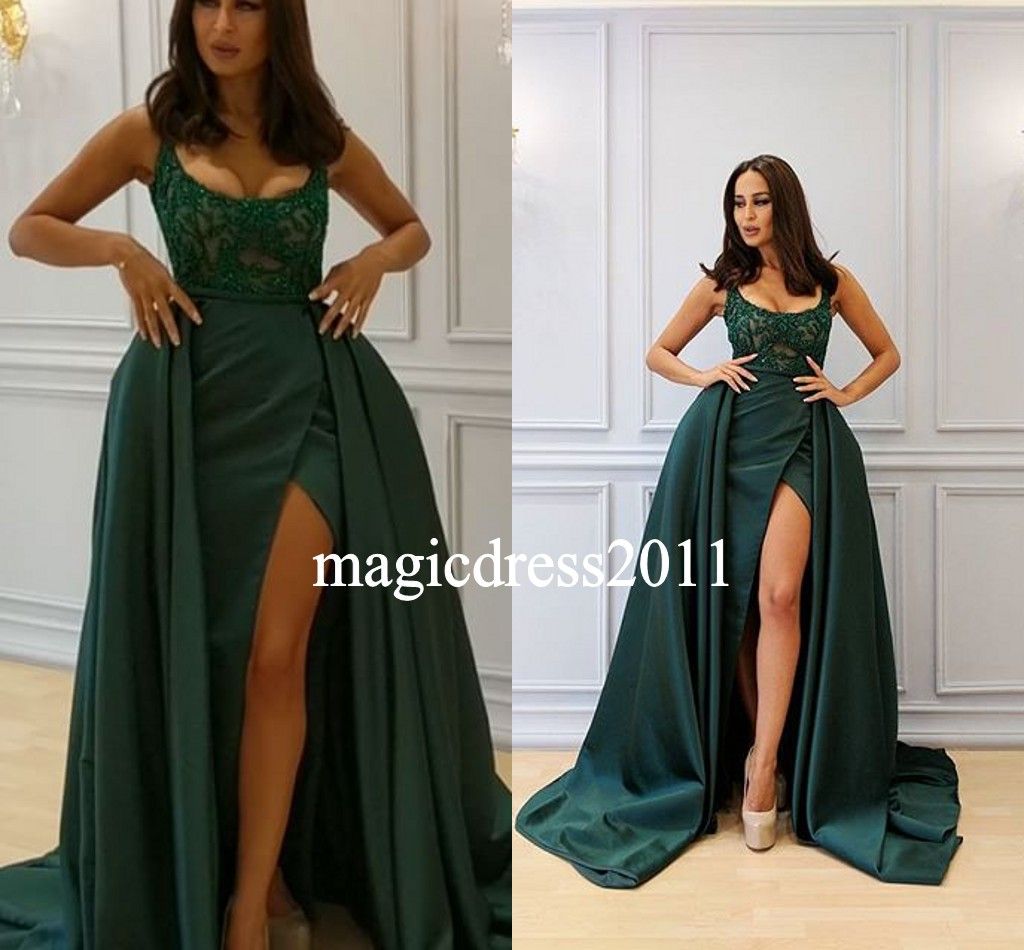 Acquistare Abiti Da Sera Verde Scuro Romantici Abiti Da Ballo 2019 Abito Da  Sera Con Perline Oversize Quadrato Sexy Spaccato In Pizzo Vestito Occasione  Speciale Usura Del Partito Economico | Consegna Veloce