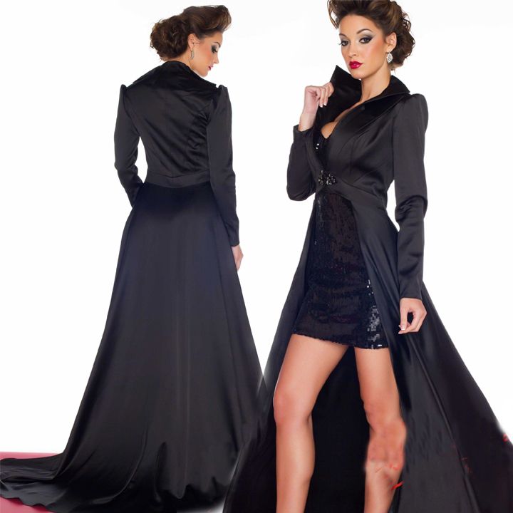 Black sheath cocktail dress long sleeve jacket army