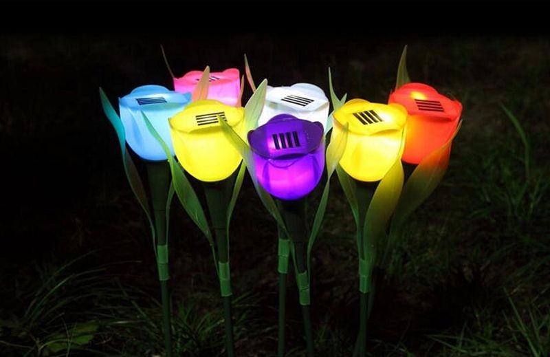 2020 LED Tulip Flower Solar Powered Tulip Flower Light Outdoor Yard