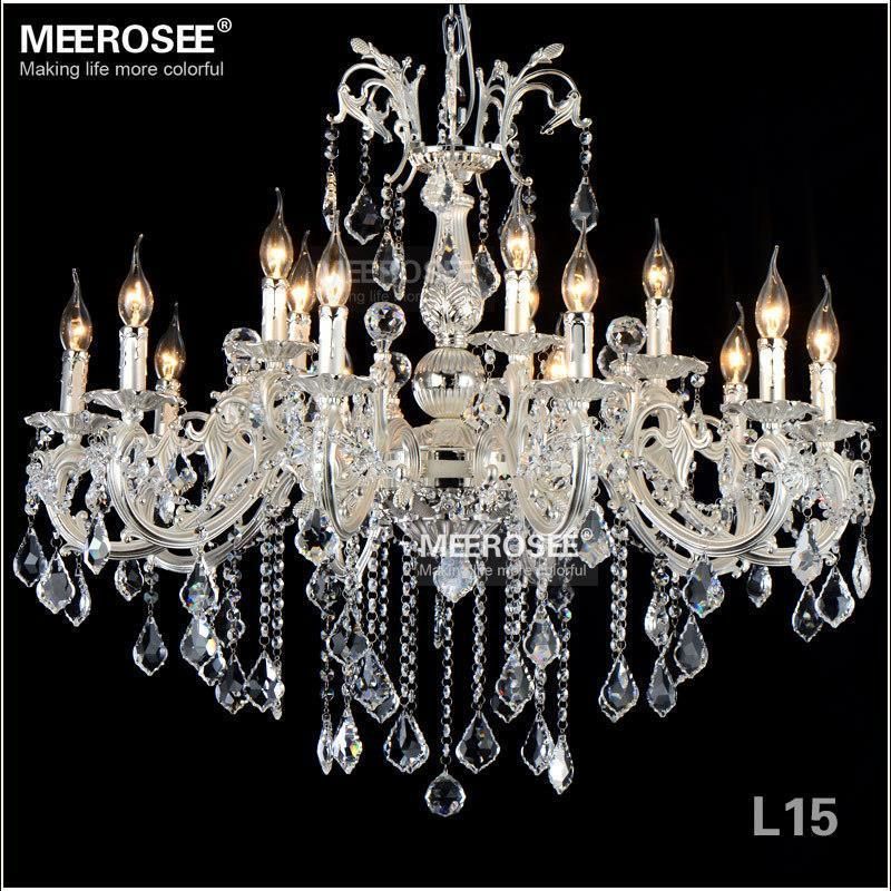 Modern 15 Lights Silver Color Crystal Chandelier Lamp Big Modern 15 Lights Silver Color Crystal Chandelier Lamp Big Re Light Fixture 2 Tiers Diningroom Villa Cristal Chain Swag