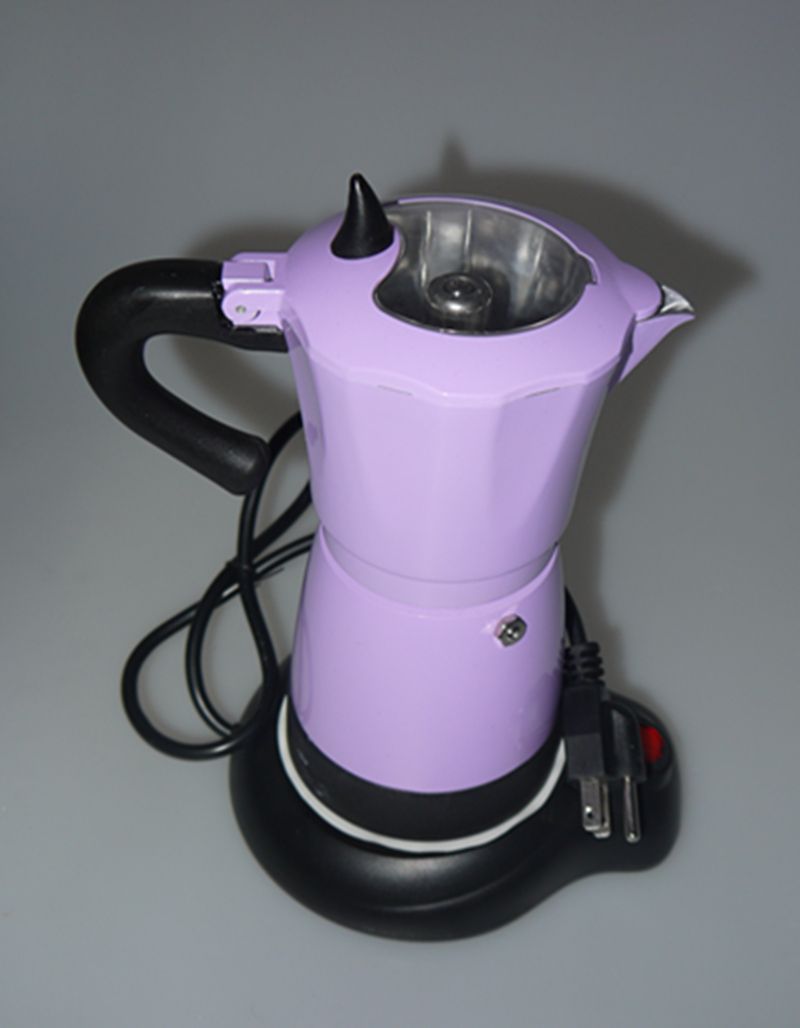 2021 YH26004 Purple/Yellow Aluminum Electic Stovetop Coffee Maker Mocha