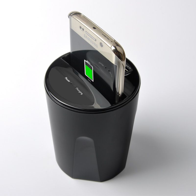 Qi Wireless Car Charger Car Cup Holder Mount USB Car