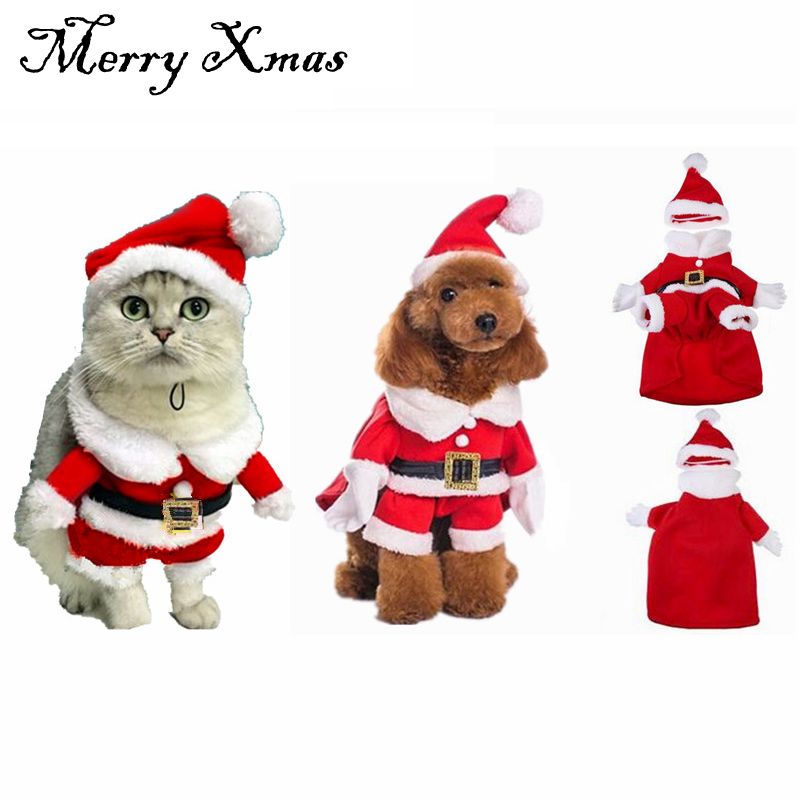 Christmas Cat Clothes Pet Dog Cat Costume Santa Claus Costume Winter Christmas Cat Clothes Pet Dog Cat Costume Santa Claus Costume Winter Christmas Pet Coat Apparel Cotton Clothes Ornament Pet Christmas Ornaments Dog ... - Christmas Cat Clothes Pet Dog Cat Costume Santa Claus Costume Winter