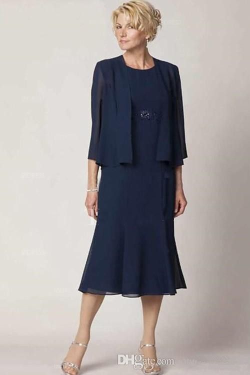Blue Mother Of The Bride Dresses Tea Length 5
