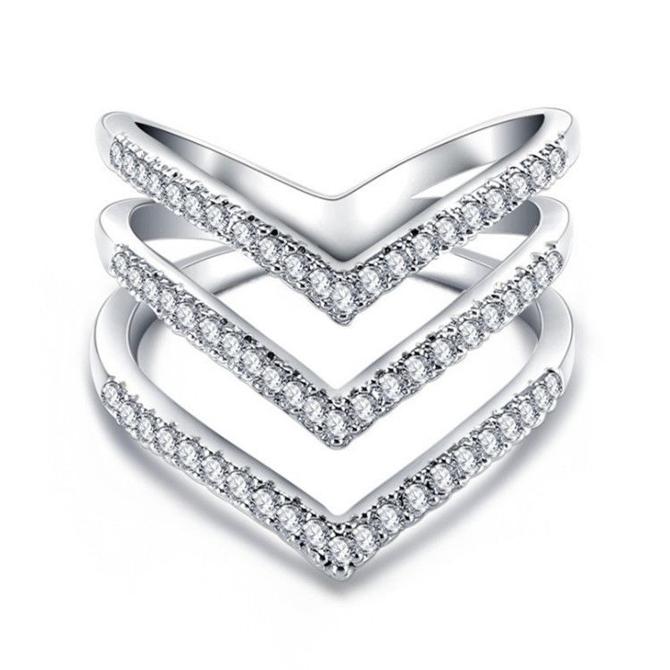 Europe And America New Fashion Women Ring Rose Gold Plated Platinum