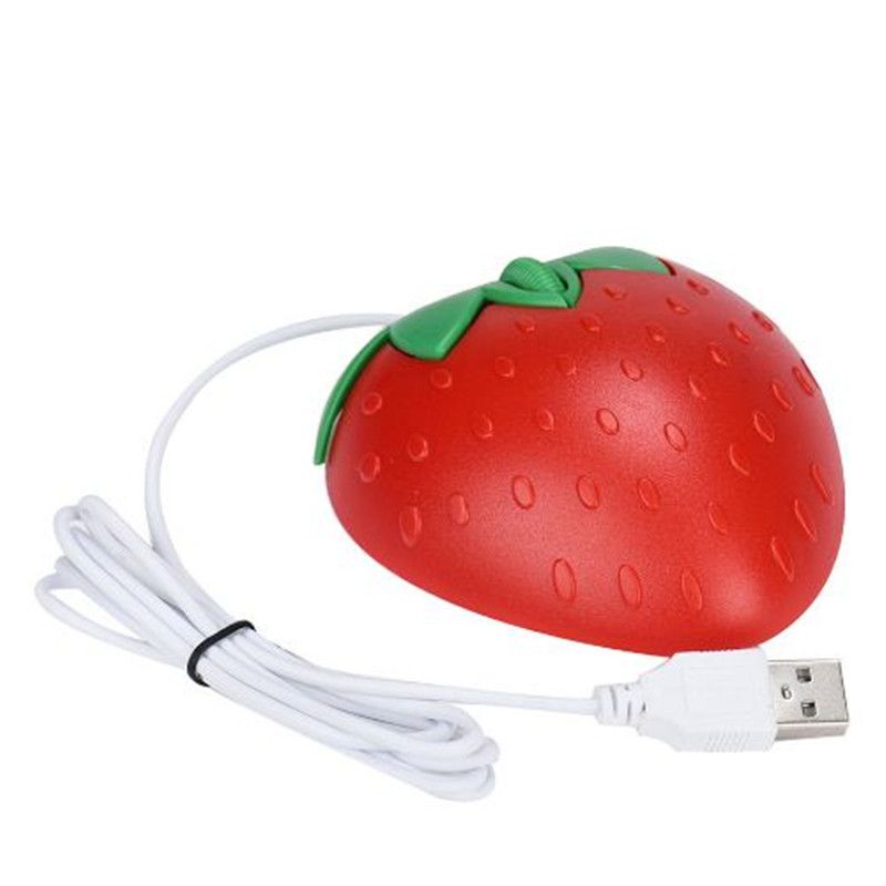 2021 Novelty Strawberry Shape Computer Mouse USB Optical Mouse Sweet