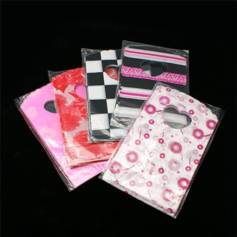 2020 Mixed Color Plastic Jewelry Bags Heart Stripe Lattice Flower Pe